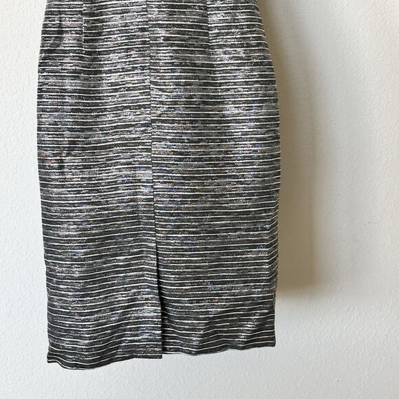 NWT THEIA 2 Metallic Striped Sheath Sleeveless Dress - Picture 4 of 15